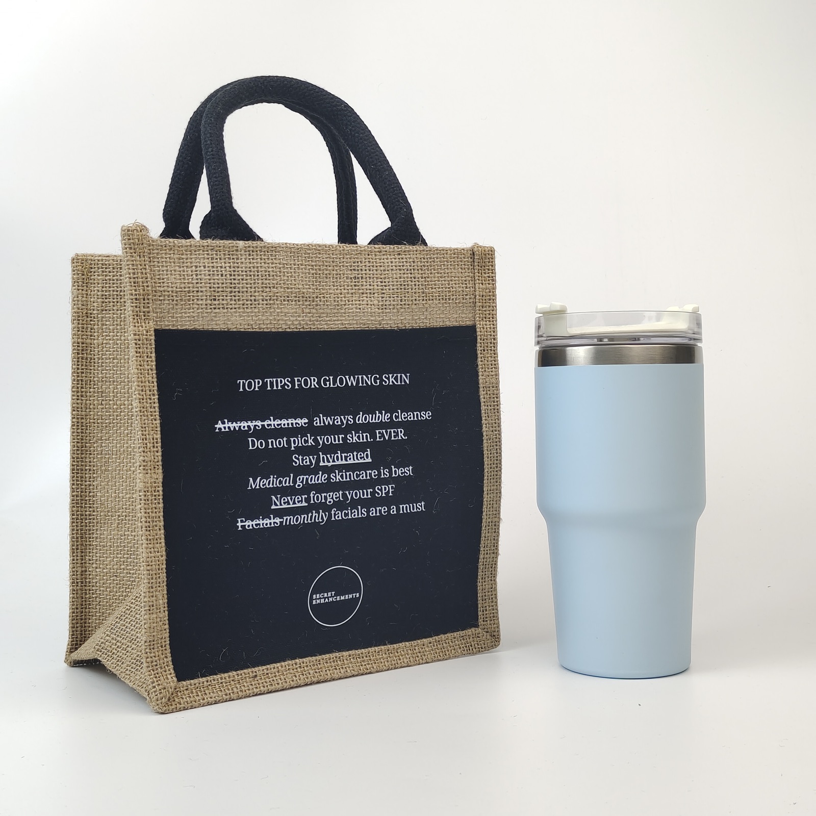 Jute Bag with Black Canvas Pocket view 3