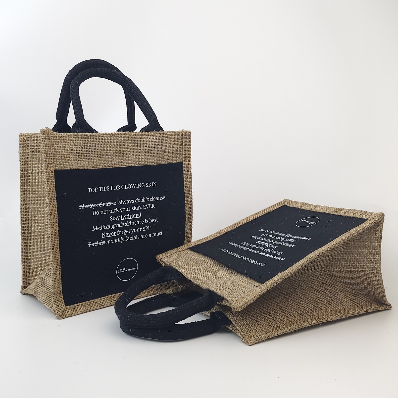 Jute Bag with Black Canvas Pocket view 4