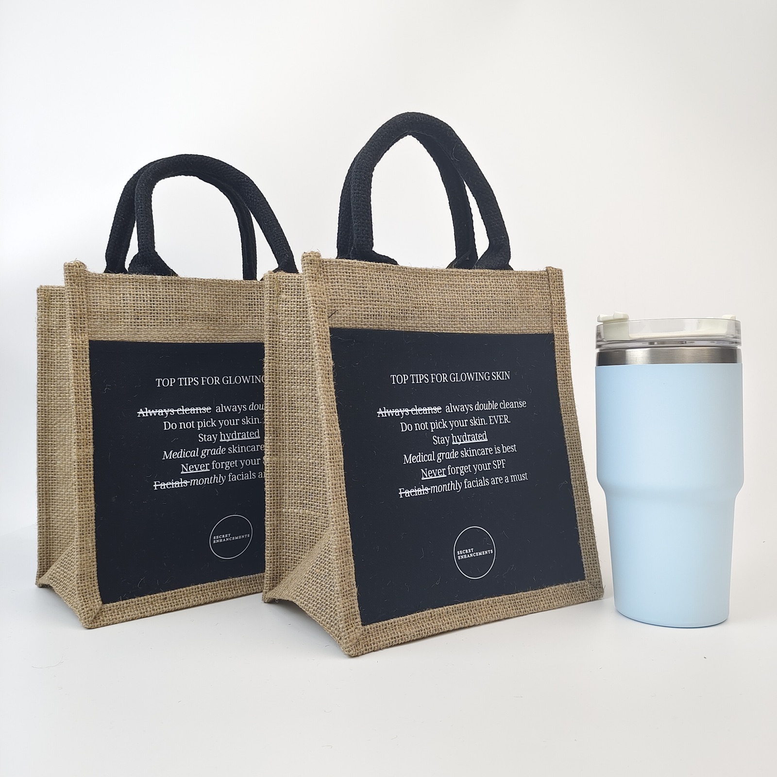 Jute Bag with Black Canvas Pocket view 6