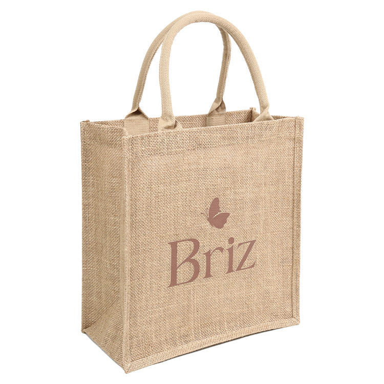letter b canvas panel jute tote product example - view 4