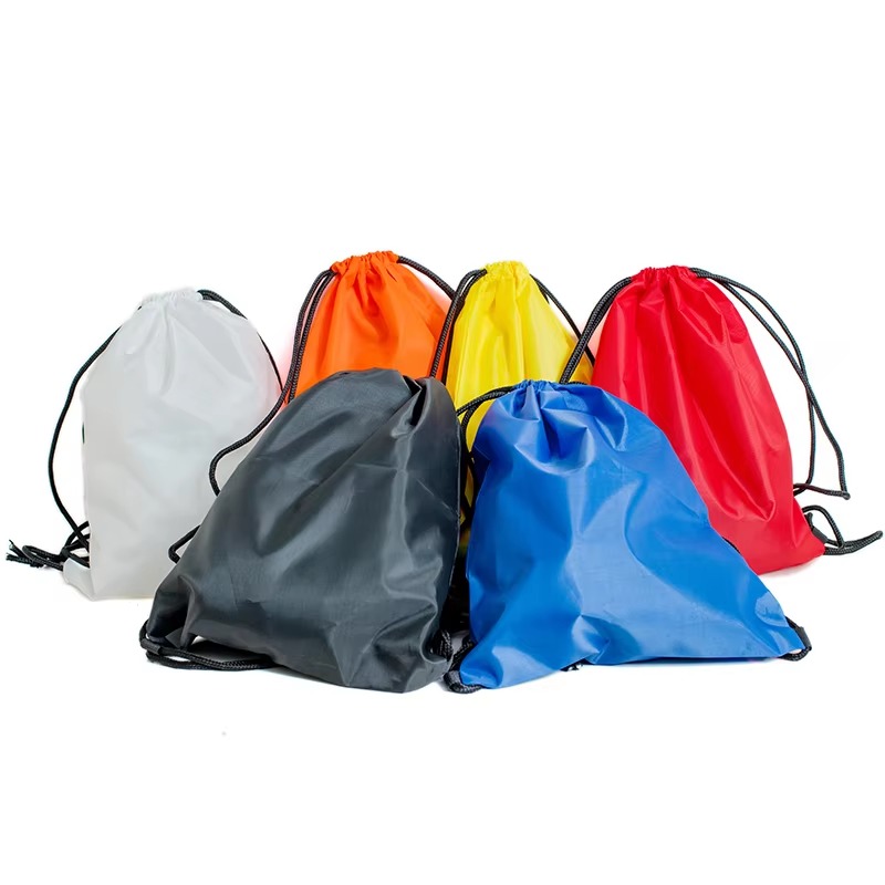 assorted color plain polyester drawstring backpacks for events