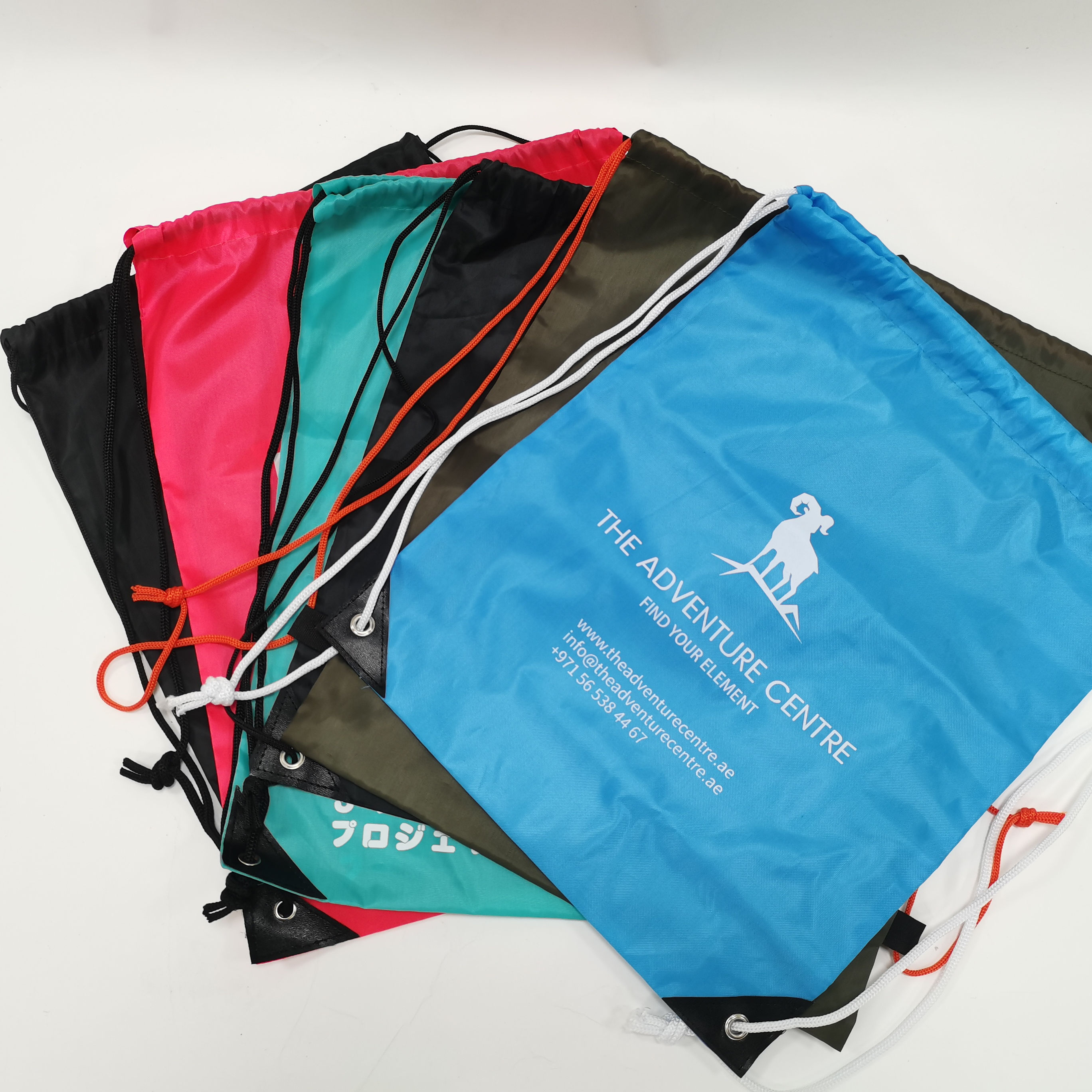 assorted color plain polyester drawstring backpacks for events - view 3