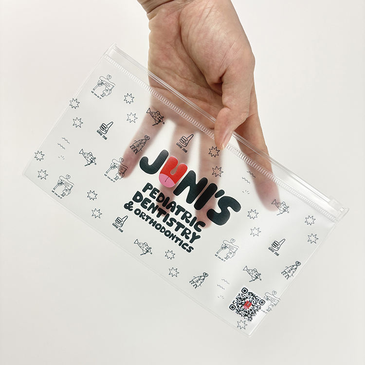 clear pediatric dental PVC pouch with all-over printed artwork - view 2