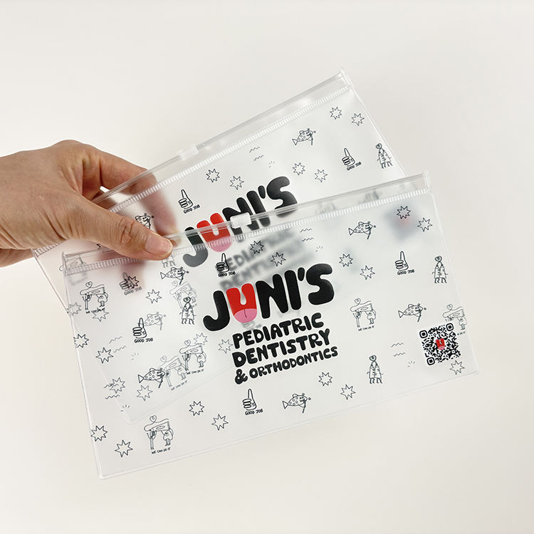 clear pediatric dental PVC pouch with all-over printed artwork - view 3