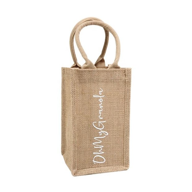 script print jute wine bottle bag product example - view 1