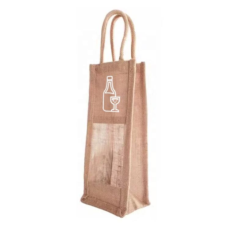 script print jute wine bottle bag product example - view 2