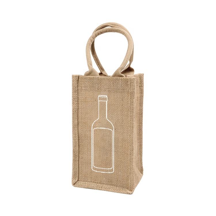 script print jute wine bottle bag product example - view 3