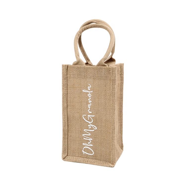 script print jute wine bottle bag product example - view 5