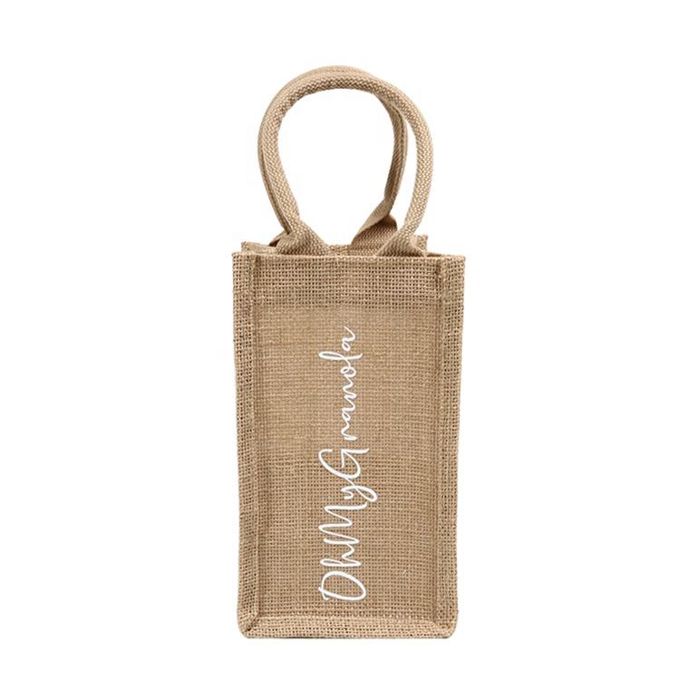 script print jute wine bottle bag product example - view 6