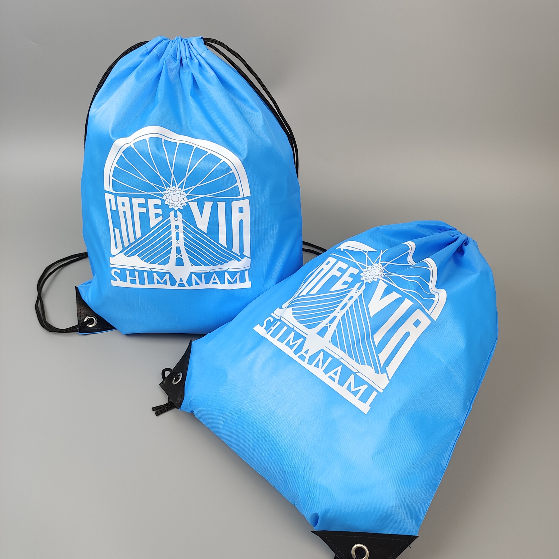 Sky Blue Screen-Printed Polyester Backpack view 3