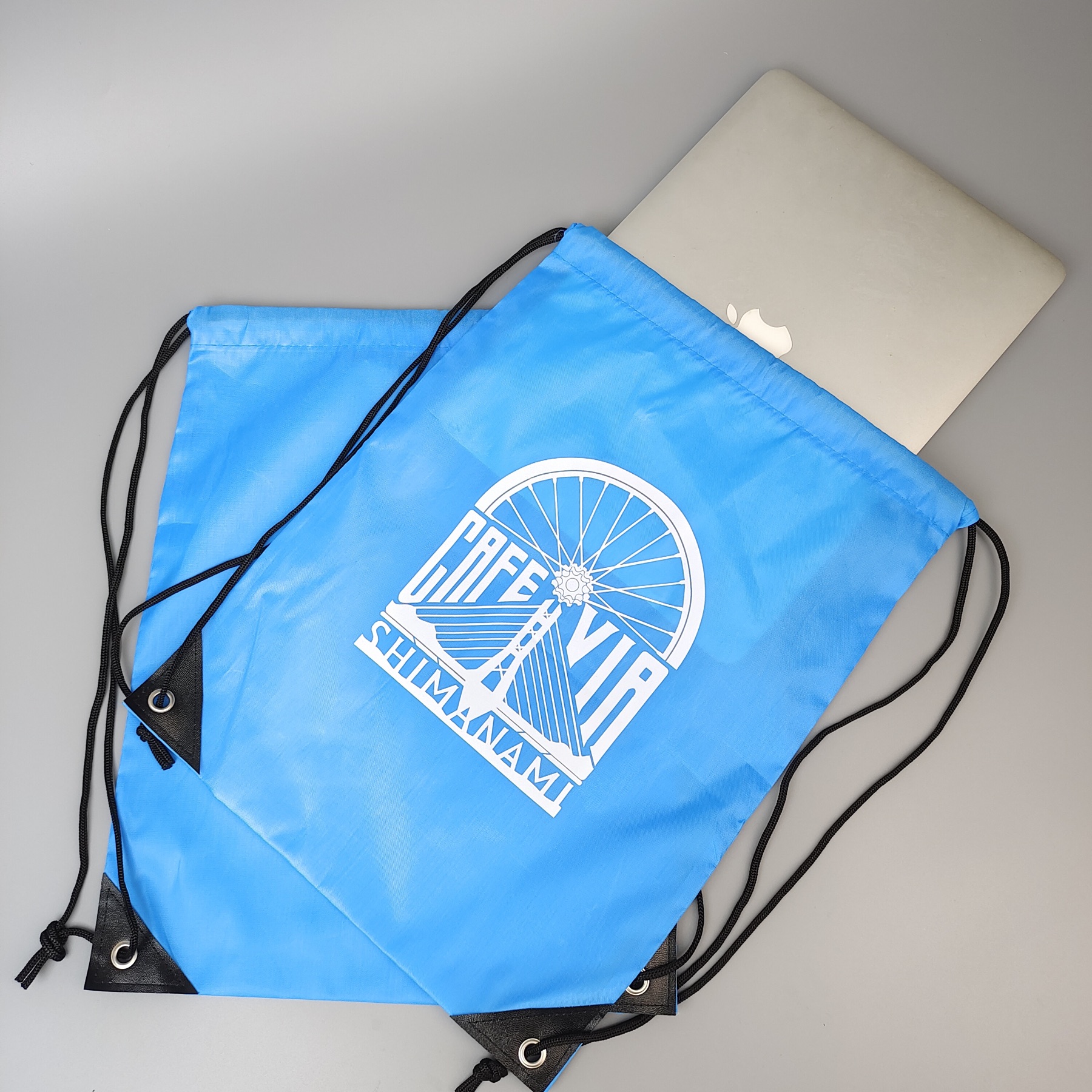 Sky Blue Screen-Printed Polyester Backpack view 4