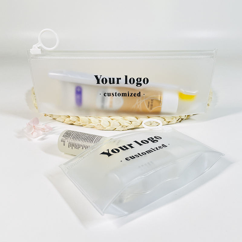 slim frosted PVC toothbrush pouch with white circular ring pull - view 5