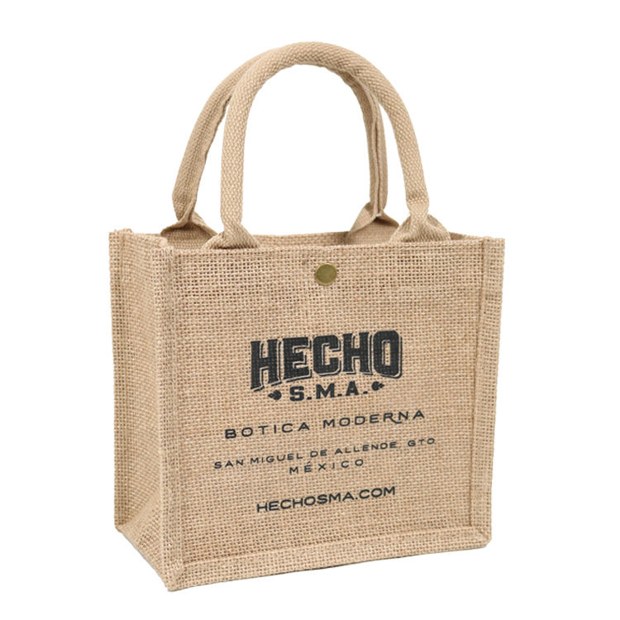 small button closure natural jute gift bag product example