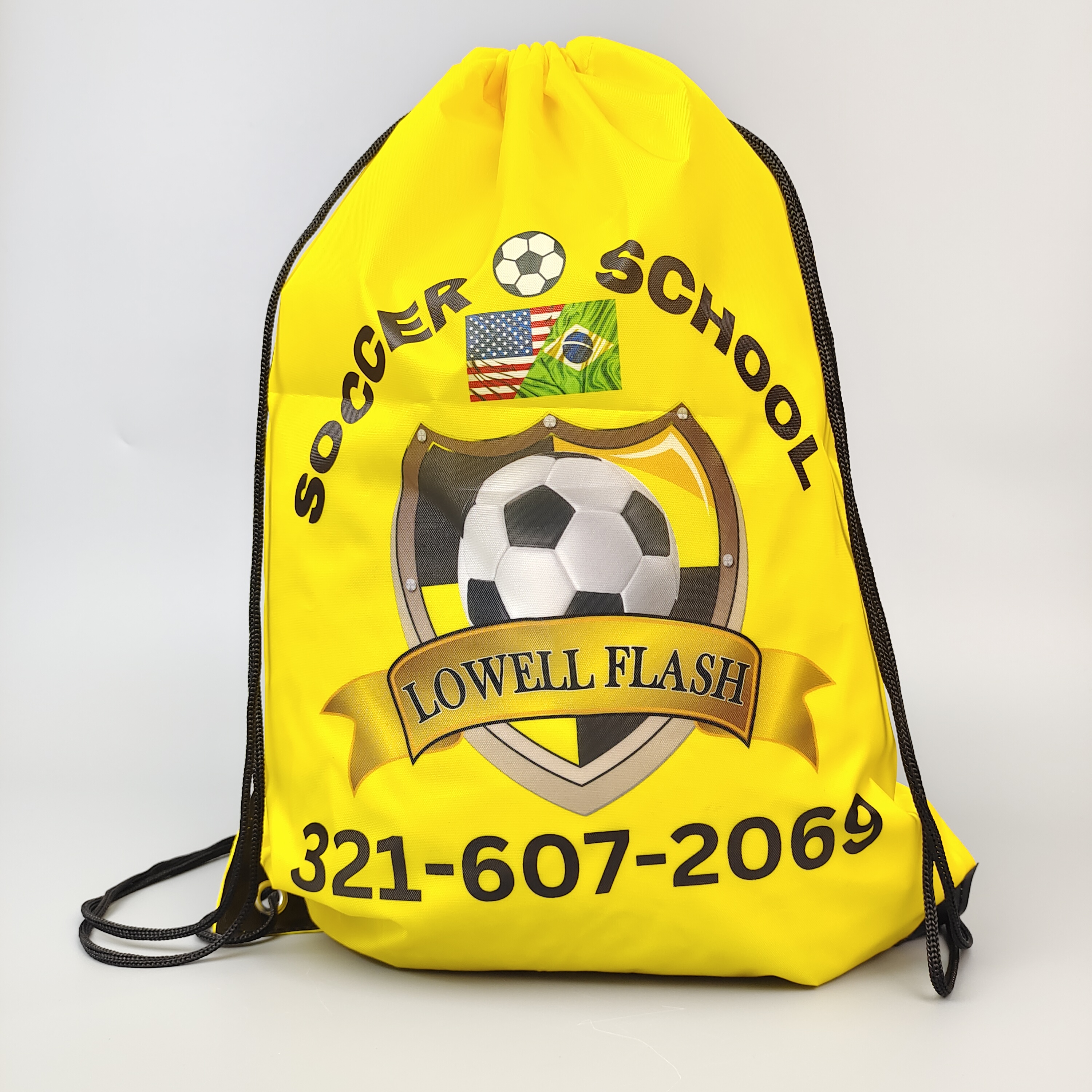 polyester drawstring backpacks with colorful soccer print - view 3