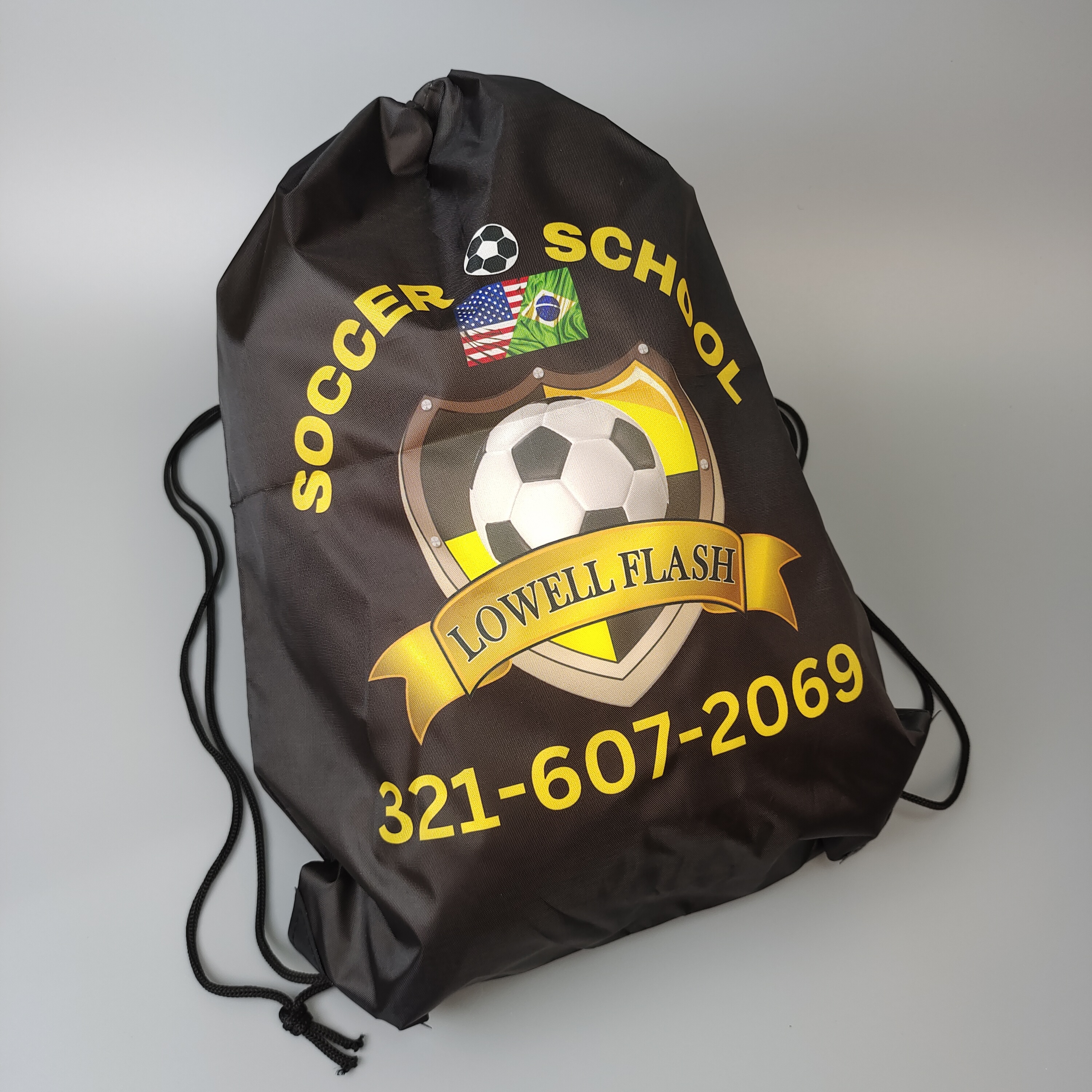 polyester drawstring backpacks with colorful soccer print - view 4