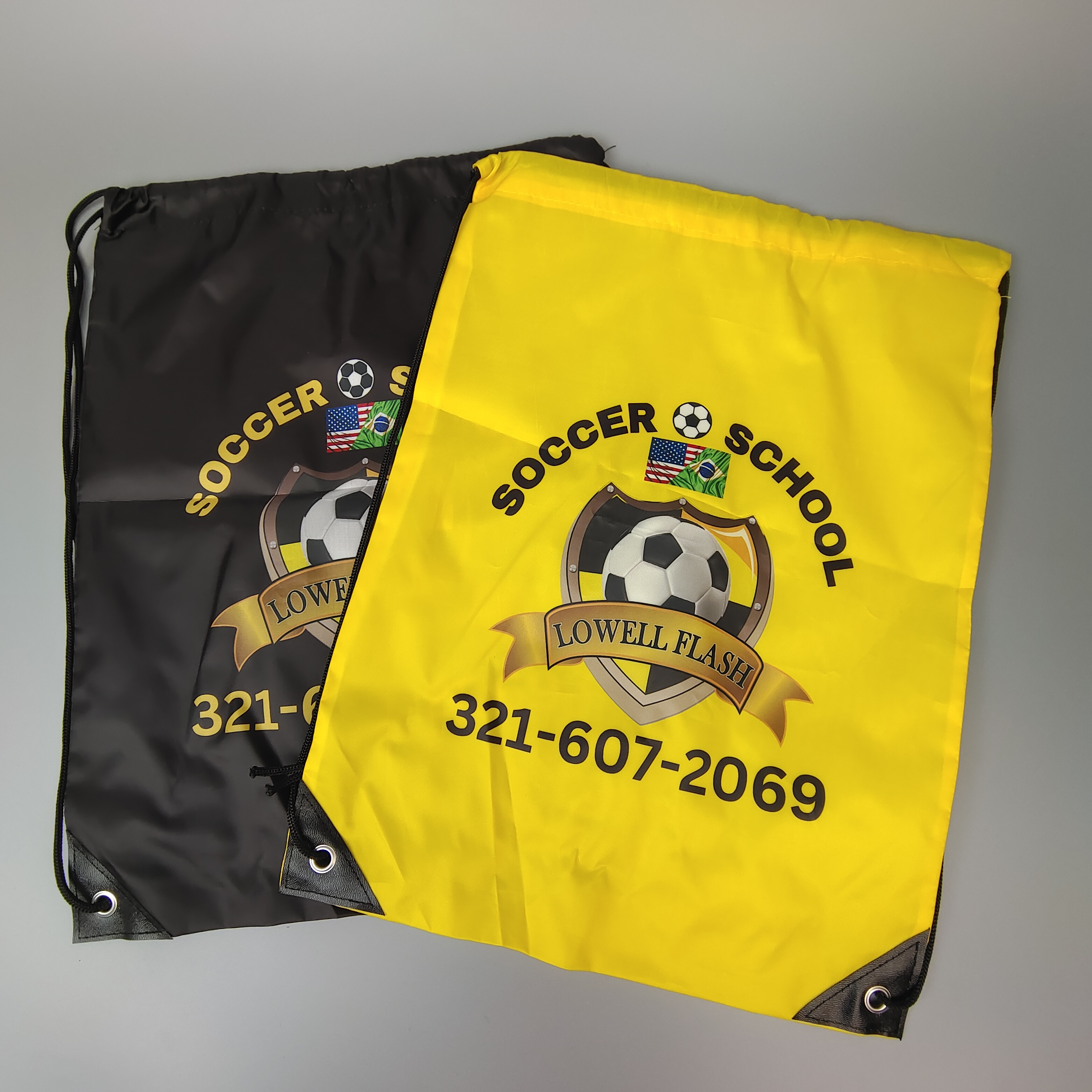 polyester drawstring backpacks with colorful soccer print - view 5