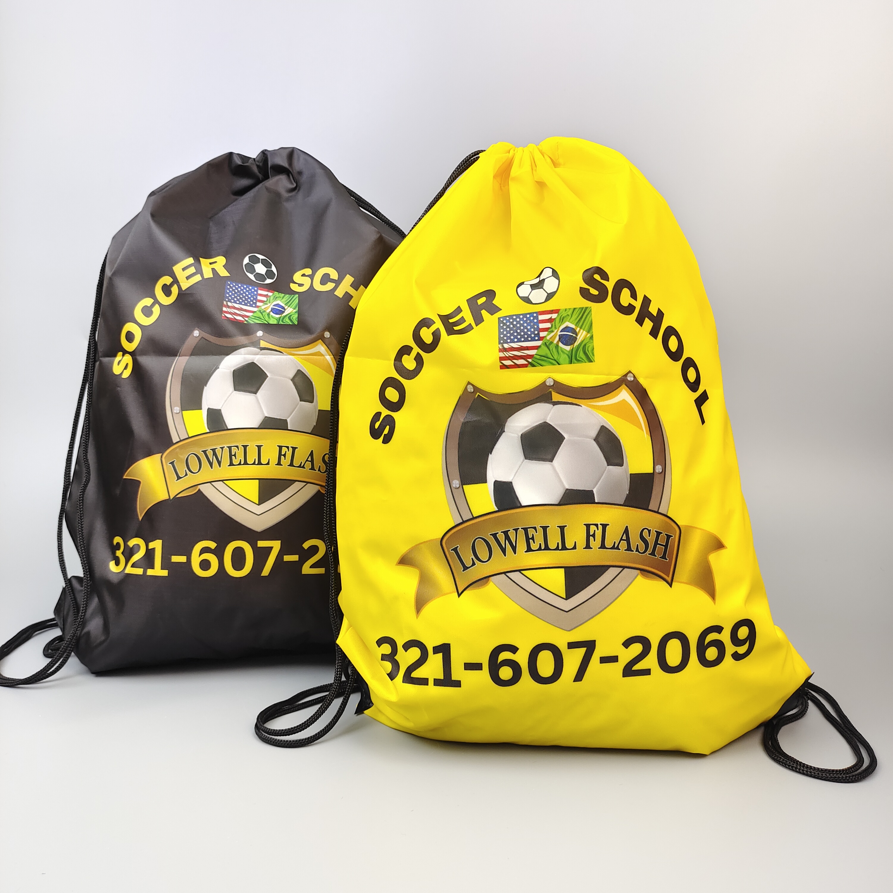 polyester drawstring backpacks with colorful soccer print - view 6