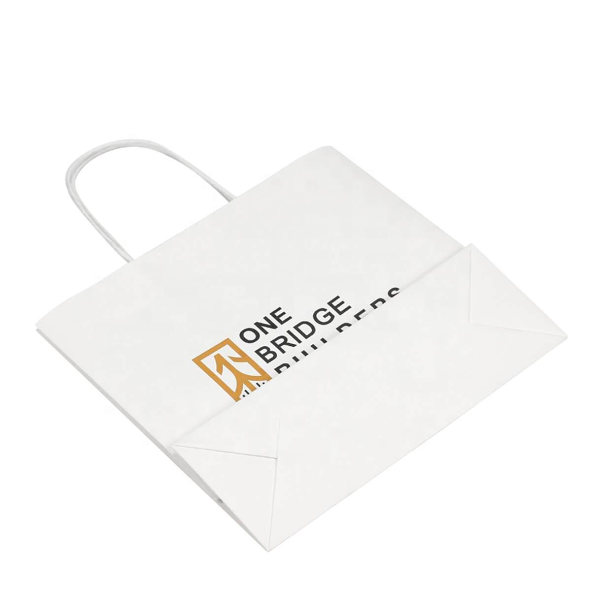 White Kraft Paper Shopping Bag view 1