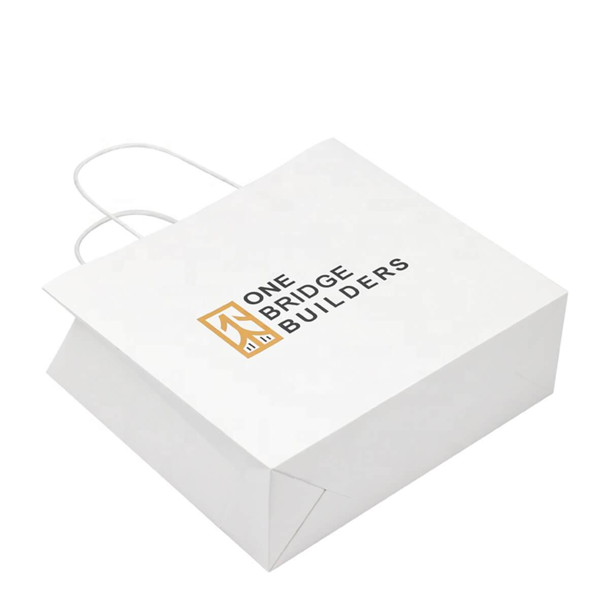 White Kraft Paper Shopping Bag view 3