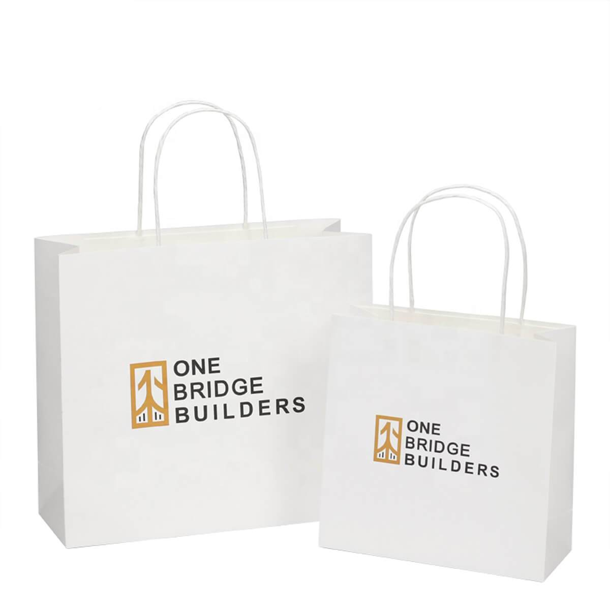 White Kraft Paper Shopping Bag view 5