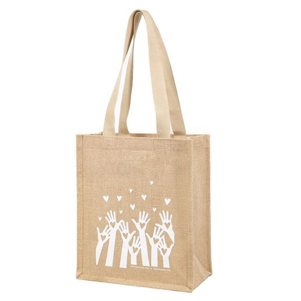 white line art natural jute tote product example