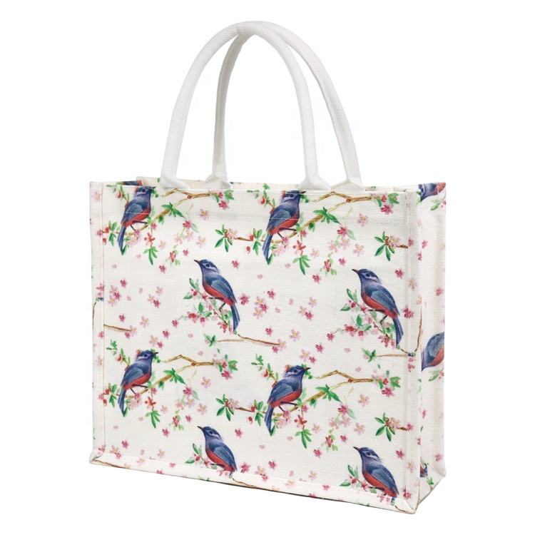 jute tote with clear window pocket product example - view 4